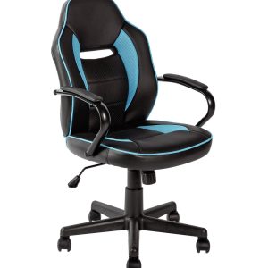 Argos Home Faux Leather Mid Back Gaming Chair - Blue & Black