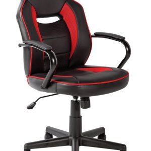 Argos Home Faux Leather Mid Back Gaming Chair - Red & Black