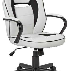 Argos Home Faux Leather Mid Back Gaming Chair -White & Black