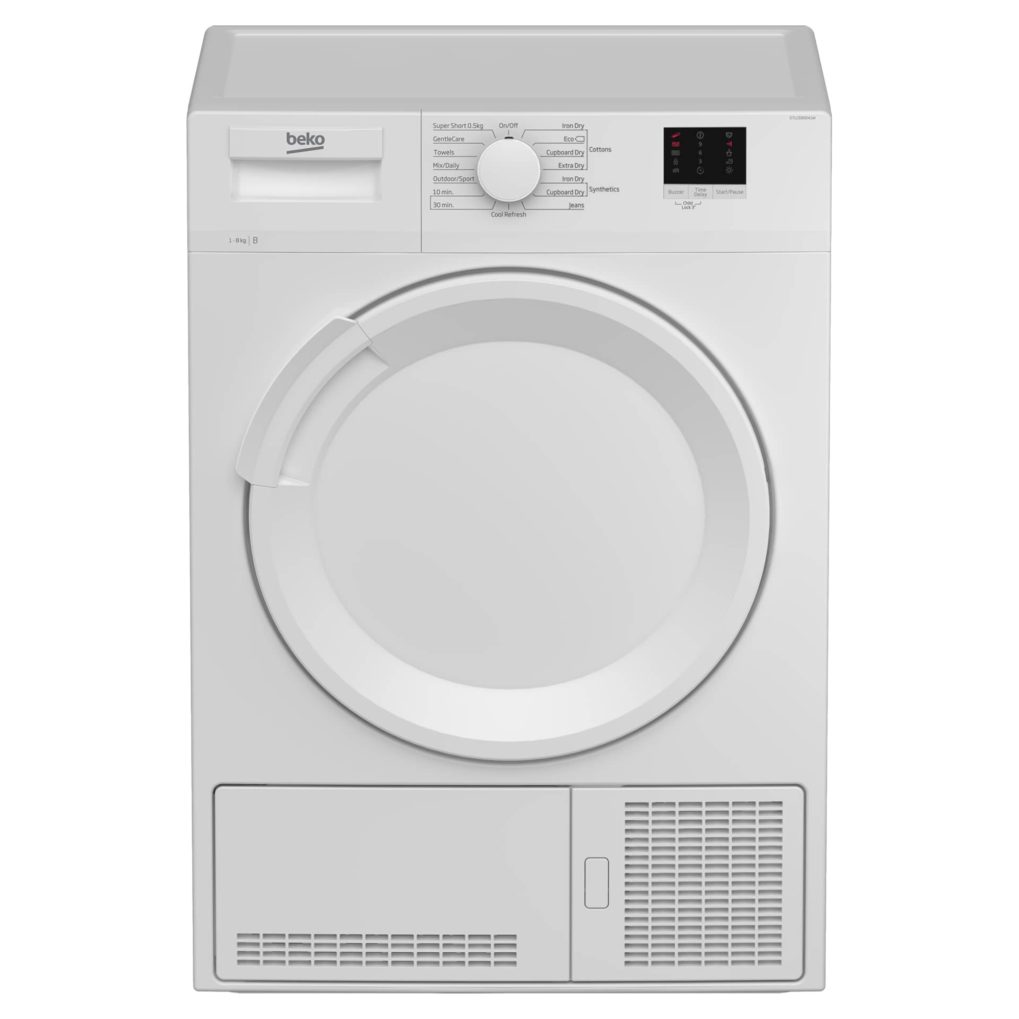 beko dtlce80051w 8kg condenser tumble dryer Beko DTLCE80051W 8kg Condenser Tumble Dryer