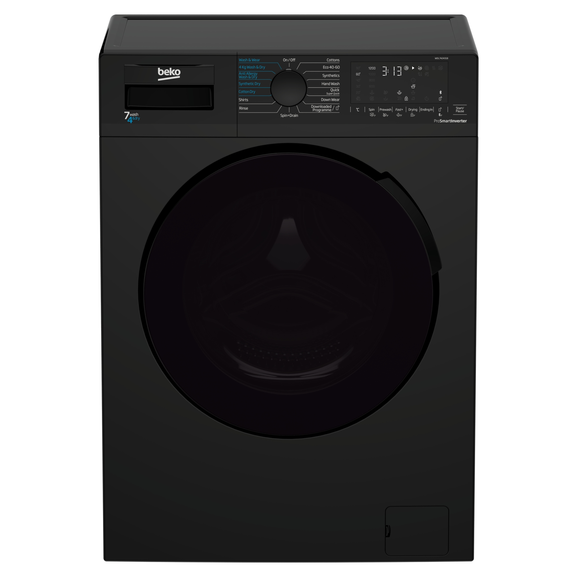 beko wdl742431b 7kg 1200rpm freestanding washer dryer black Beko WDL742431B 7kg 1200rpm Freestanding Washer Dryer - Black