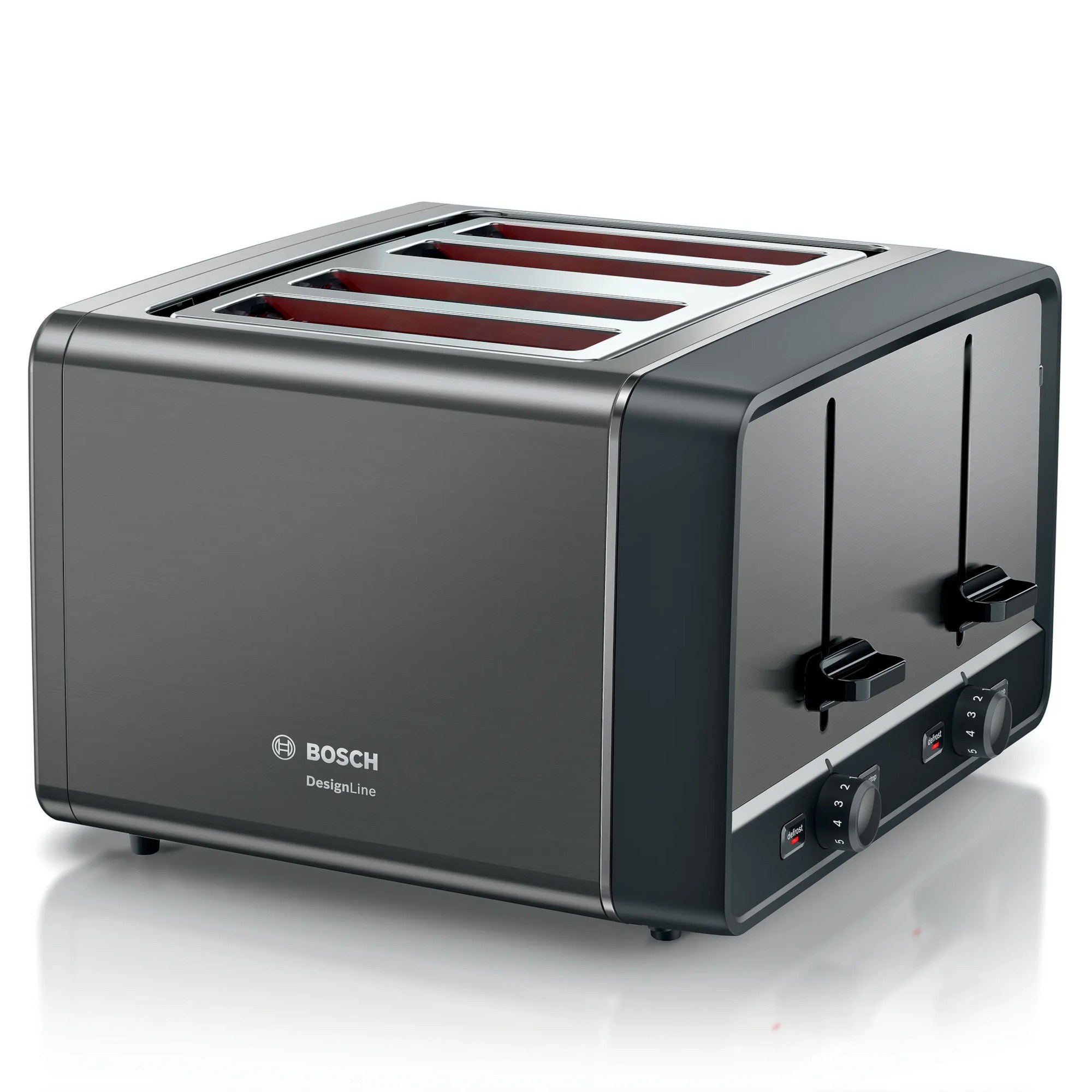 bosch designline tat5p445gb 4 slice toaster graphite Bosch DesignLine TAT5P445GB 4 Slice Toaster - Graphite