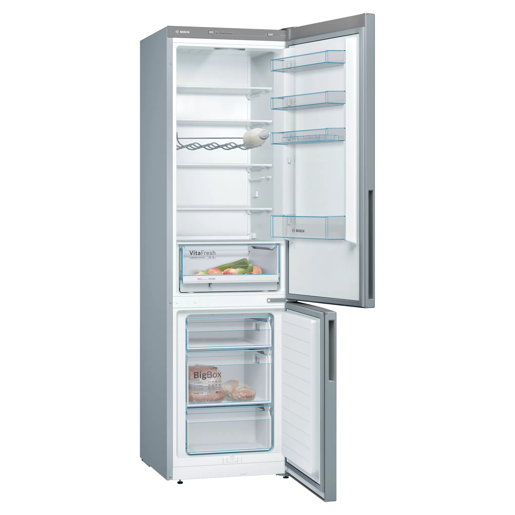 bosch kgv39vleag vitafresh freestanding fridge freezer stainless steel Bosch KGV39VLEAG VitaFresh Freestanding Fridge Freezer - Stainless Steel