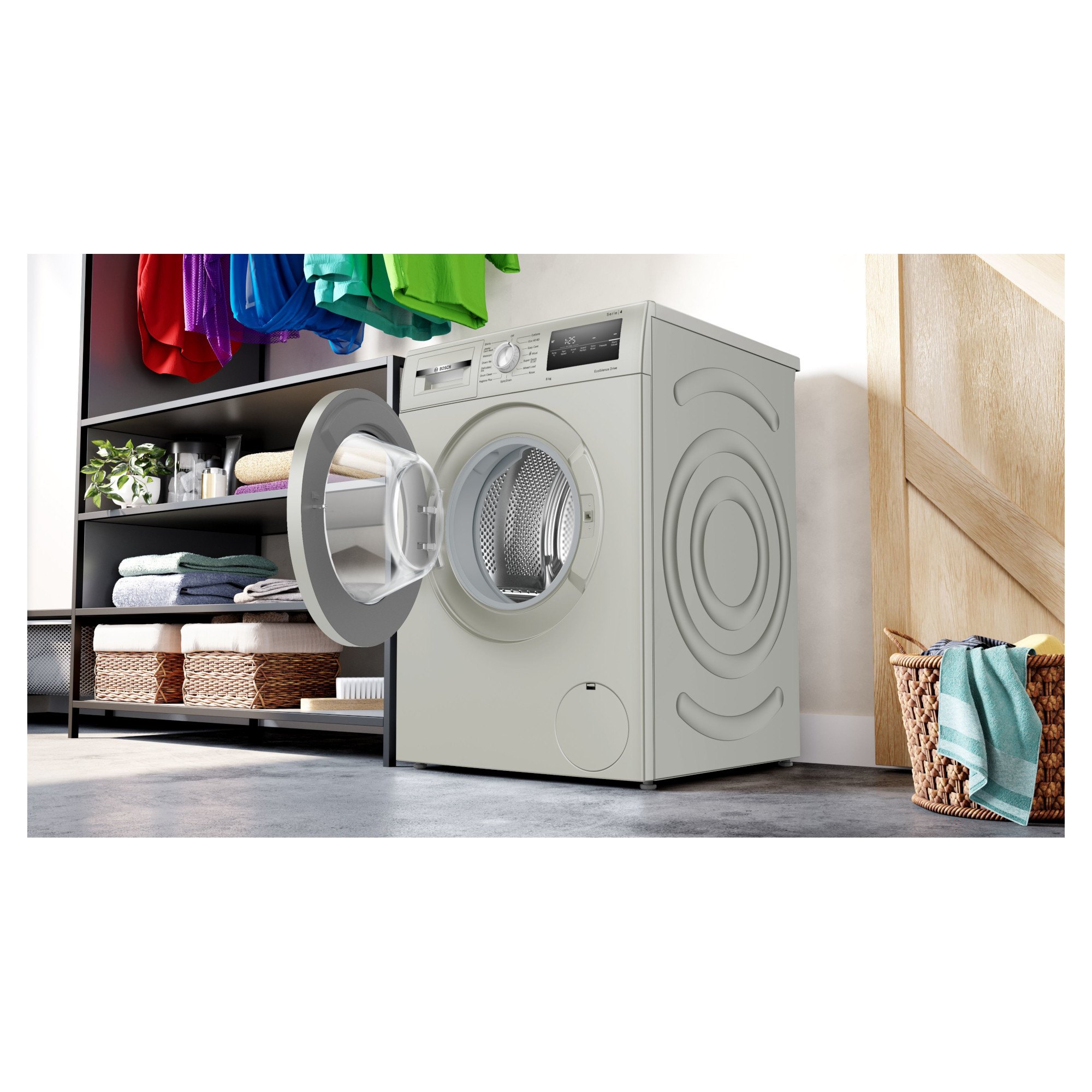 bosch seire 4 wan282x2gb 8kg 1400rpm washing machine in silver Bosch Seire 4 WAN282X2GB 8kg 1400rpm Washing Machine in Silver
