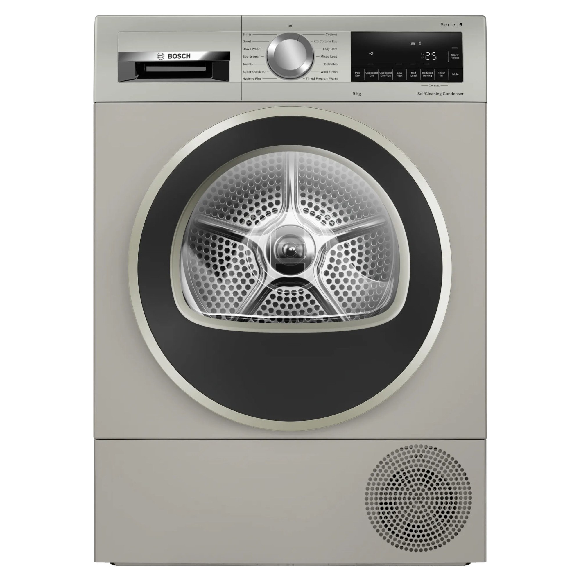 bosch serie 6 wqg245s9gb 9kg heat pump dryer silver Bosch Serie 6 WQG245S9GB 9kg Heat-Pump Dryer - Silver
