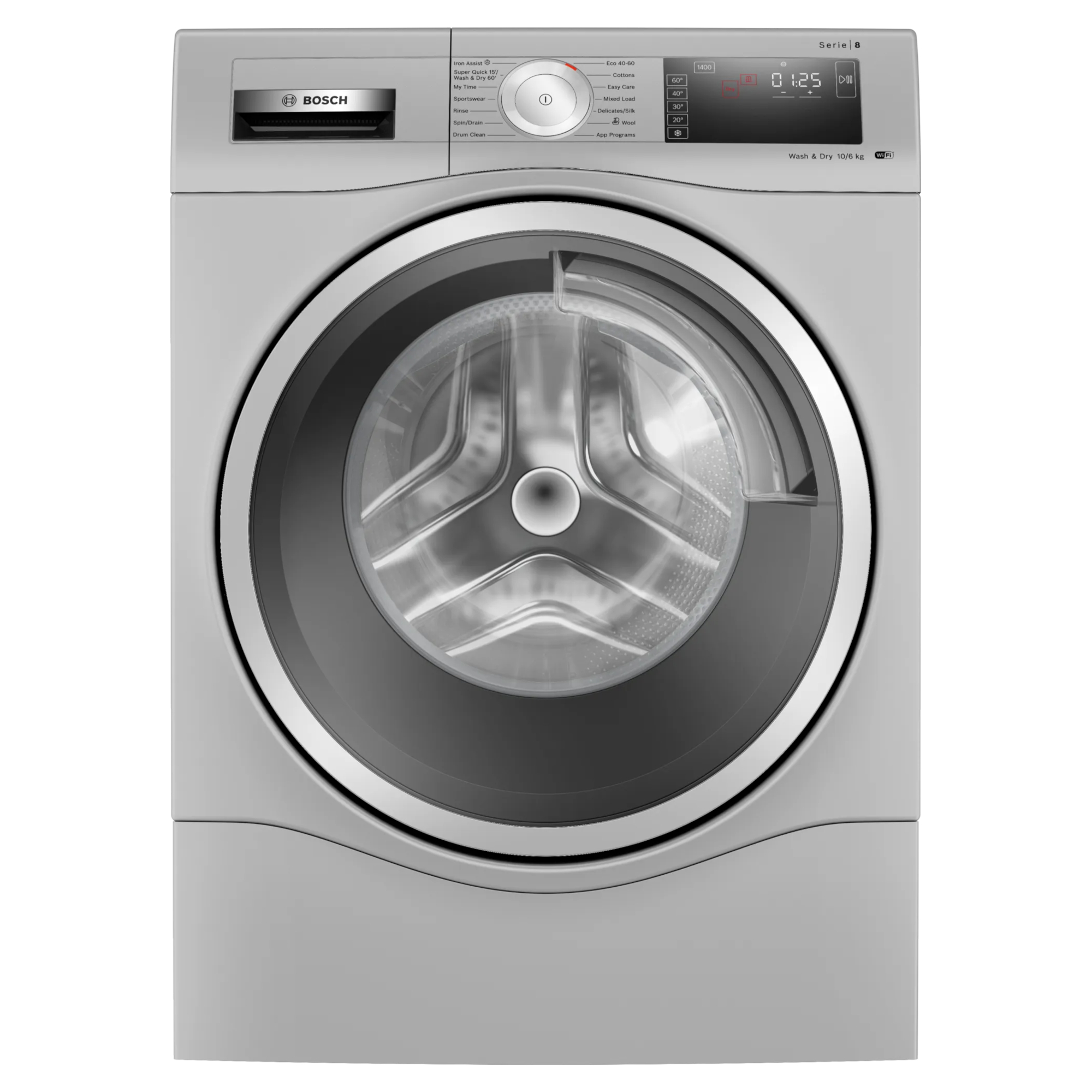 bosch serie 8 wdu8h549gb 10kg/6kg washer dryer in silver Bosch Serie 8 WDU8H549GB 10kg/6kg Washer-Dryer In Silver