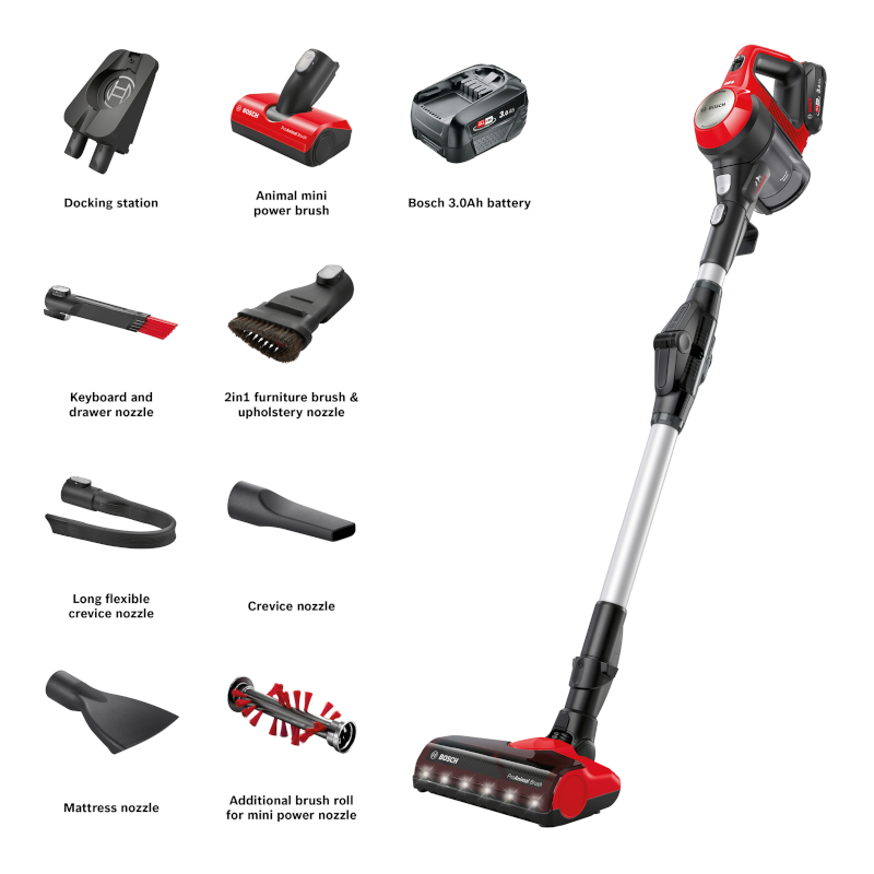 bosch unlimited 7 bcs71petgb proanimal cordless vacuum cleaner red Bosch Unlimited 7 BCS71PETGB ProAnimal Cordless Vacuum Cleaner - Red
