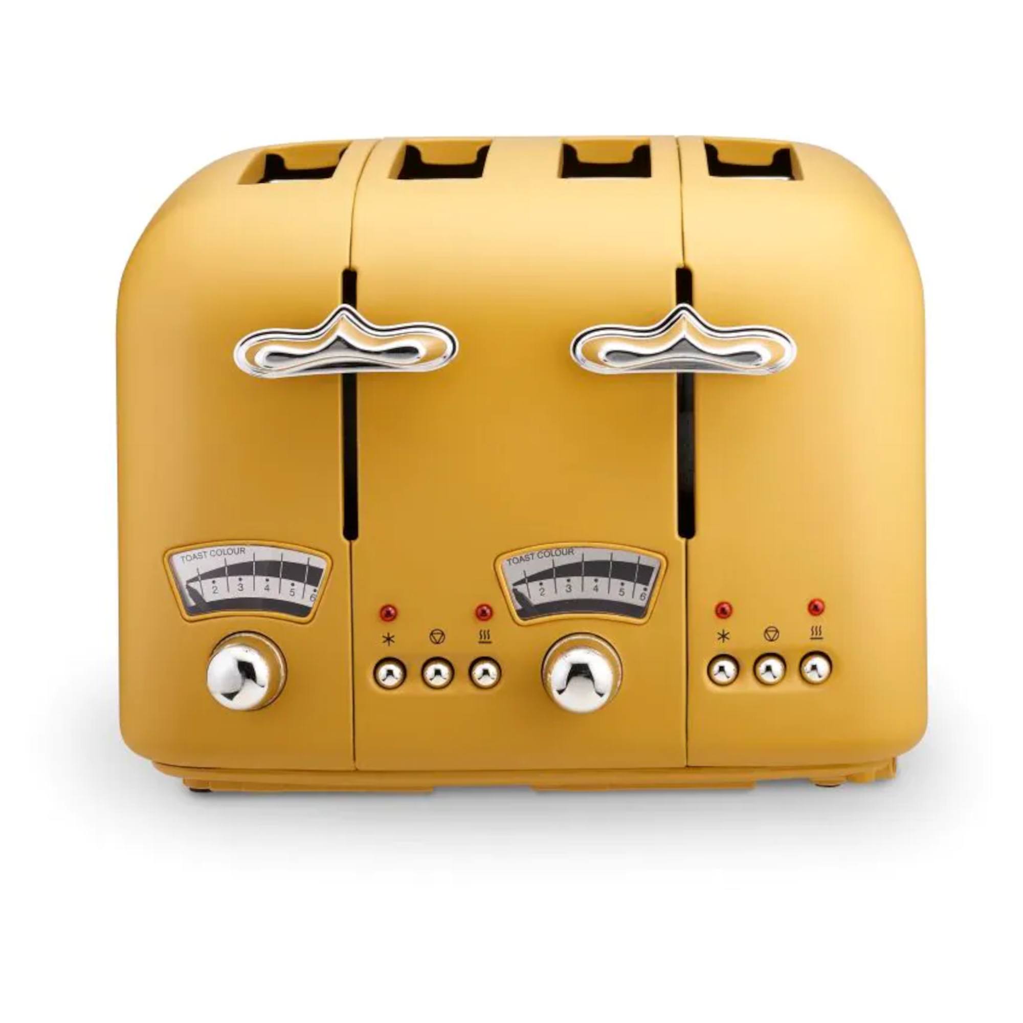 de'longhi ct04 argento silva 4 slice toaster yellow De'Longhi CT04 Argento Silva 4 Slice Toaster - Yellow