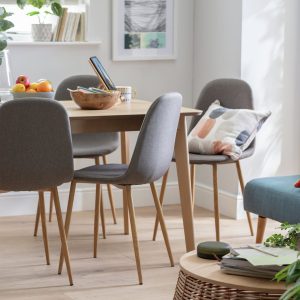 Habitat Skandi Oak Dining Table & 4 Grey Chairs