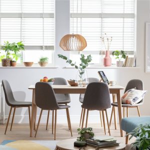 Habitat Skandi Oak Dining Table & 6 Grey Chairs