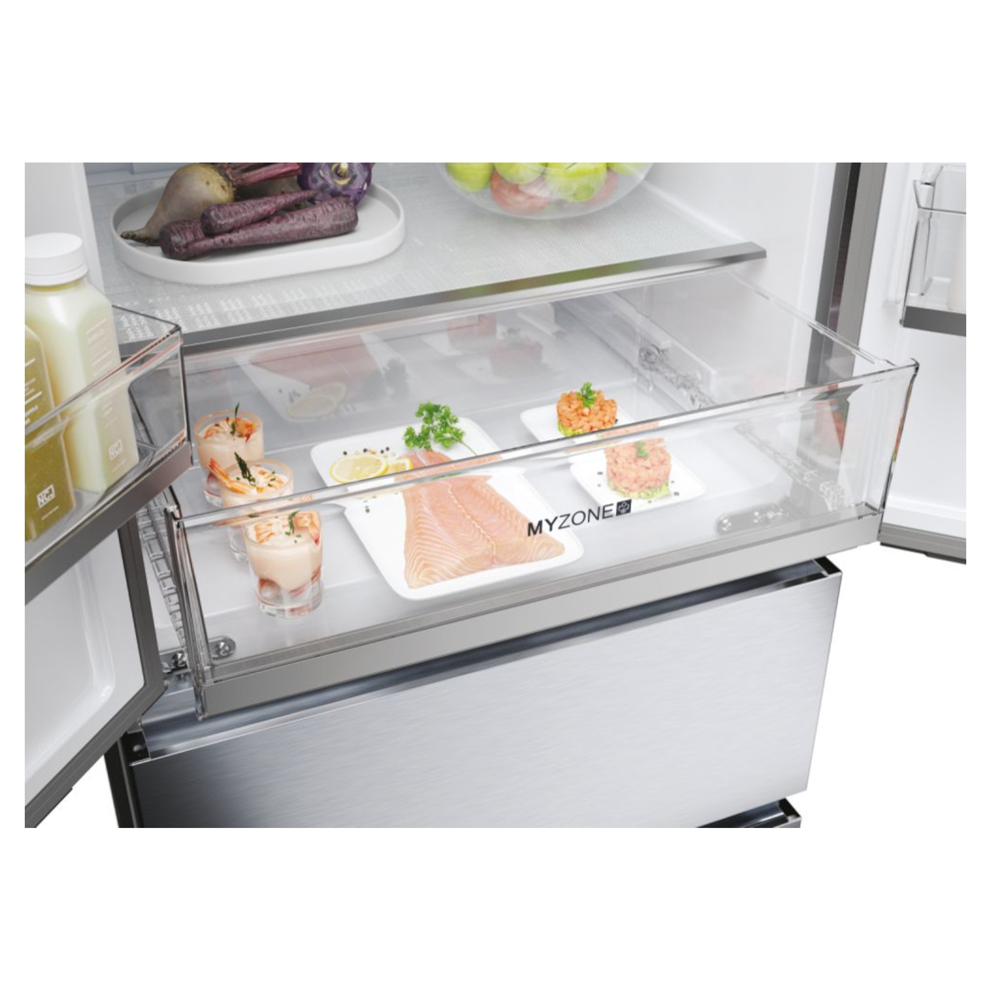 haier hfr5719enmg frostfree 446l fridge freezer silver Haier HFR5719ENMG FrostFree 446L Fridge Freezer - Silver