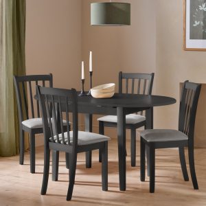 Home Banbury Ext Black Dining Table & 4 Black Chairs