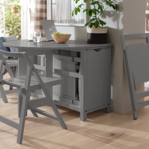 Home Butterfly Ext Grey Dining Table & 4 Grey Chairs