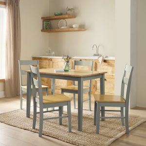 Home Chicago Grey Dining Table & 4 Grey Chairs