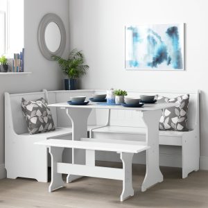 Home Haversham White Dining Table & 1 White Bench