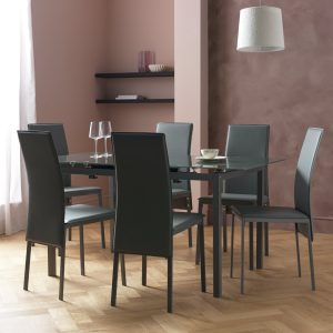 Home Lido Extending Grey Dining Table & 6 Grey Chairs