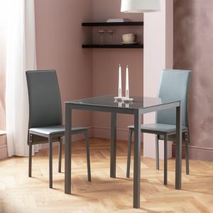 Home Lido Grey Dining Table & 2 Grey Chairs