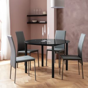 Home Lido Grey Dining Table & 4 Grey Chairs