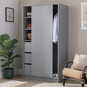 Home Malibu 1 Door Sliding Wardrobe - Grey