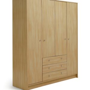 Home Malibu 4 Door 3 Drawer Wardrobe - Beech Effect