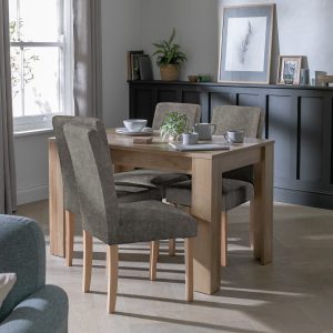 Home Miami Non-Ext Oak Dining Table &4 Charcoal Chairs