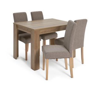 Home Miami Oak Dining Table & 4 Brown Chairs