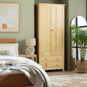 Home New Scandinavia 2 Door 2 Drawer Wardrobe - Pine