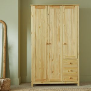 Home New Scandinavia 3 Door 3 Drawer Wardrobe - Pine