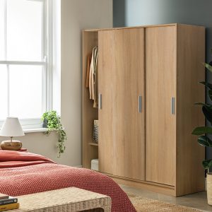 Home Nova 3 Door Sliding Wardrobe - Oak