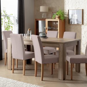 Home Preston Oak Dining Table & 6 Brown Chairs