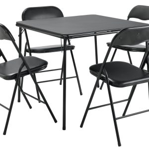Home Quin Extend Black Dining Table & 4 Black Chairs