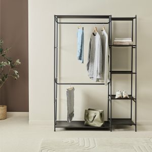 Home Spencer 2 Rail 4 Shelf Wardrobe - Black