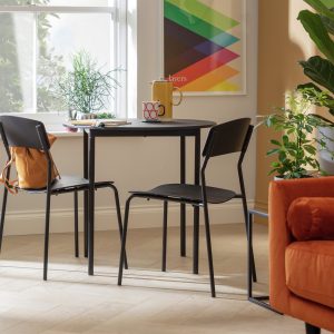 Home Stella Black Dining Table & 2 Black Chairs