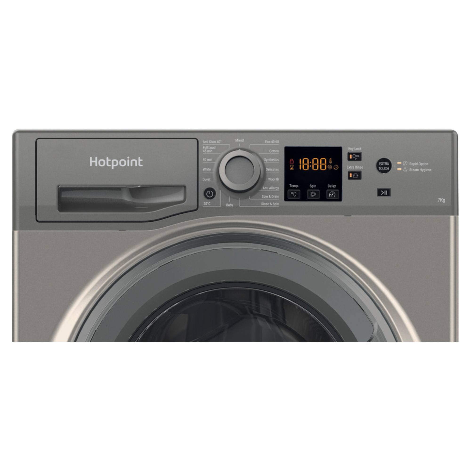 hotpoint nswf743uggukn 7kg 1400rpm spin freestanding washing machine Hotpoint NSWF743UGGUKN 7kg 1400rpm Spin Freestanding Washing Machine