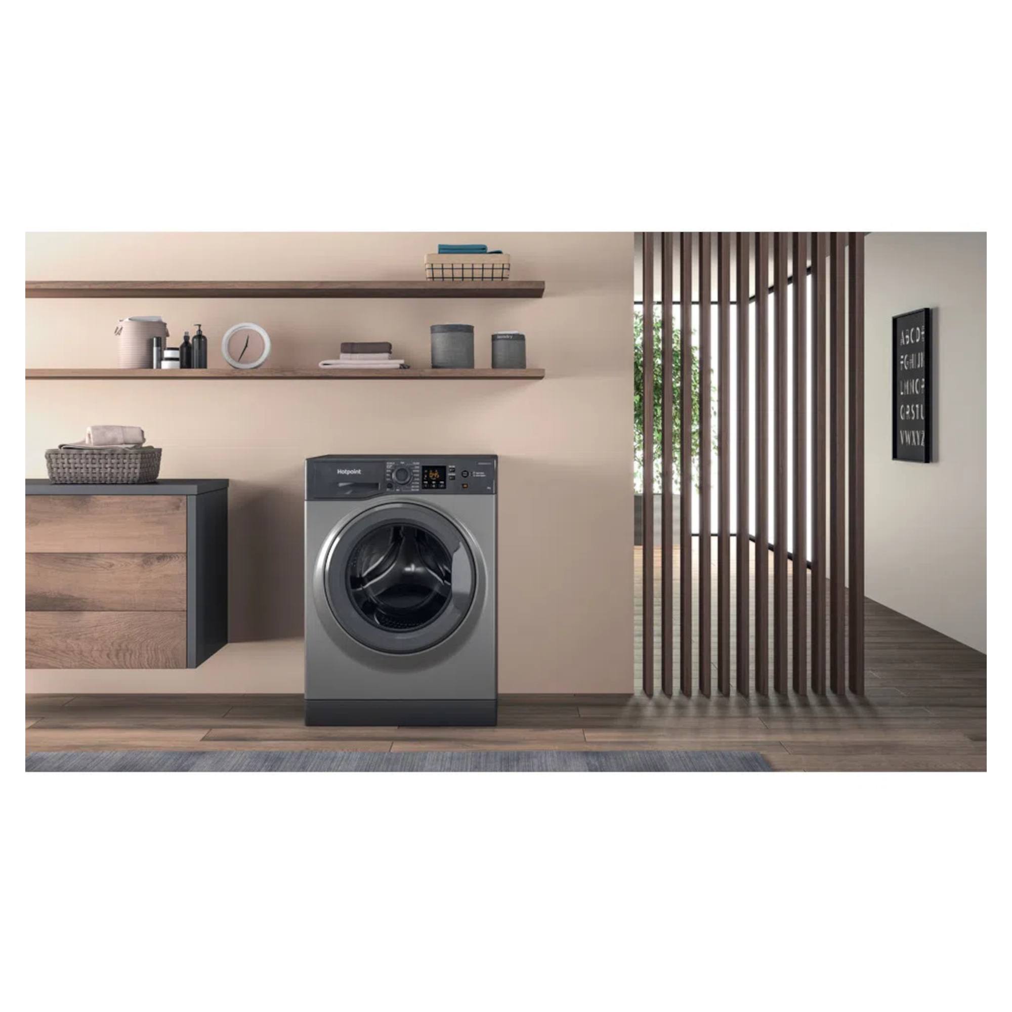 hotpoint nswm864cggukn 8kg 1600rpm freestanding washing machine graphite Hotpoint NSWM864CGGUKN 8kg 1600rpm Freestanding Washing Machine - Graphite