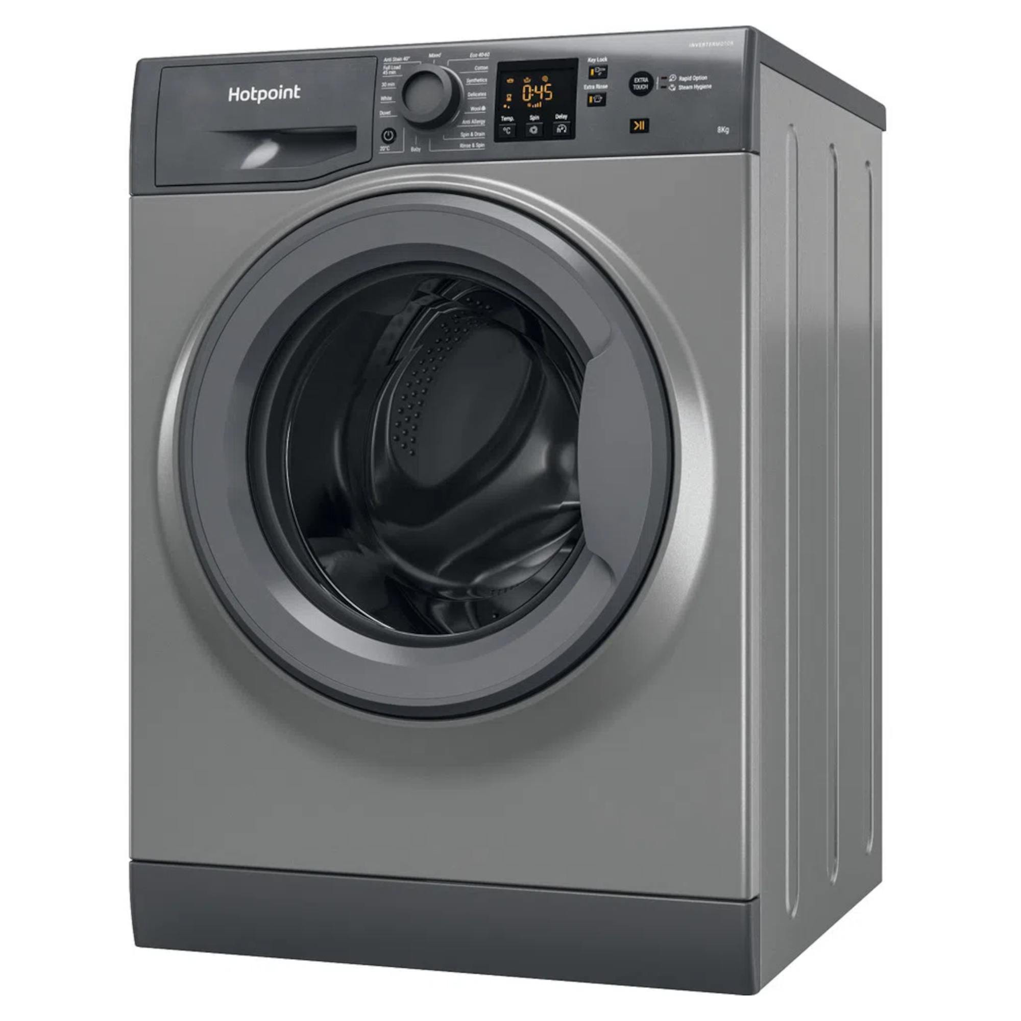 hotpoint nswm864cggukn 8kg 1600rpm freestanding washing machine graphite Hotpoint NSWM864CGGUKN 8kg 1600rpm Freestanding Washing Machine - Graphite