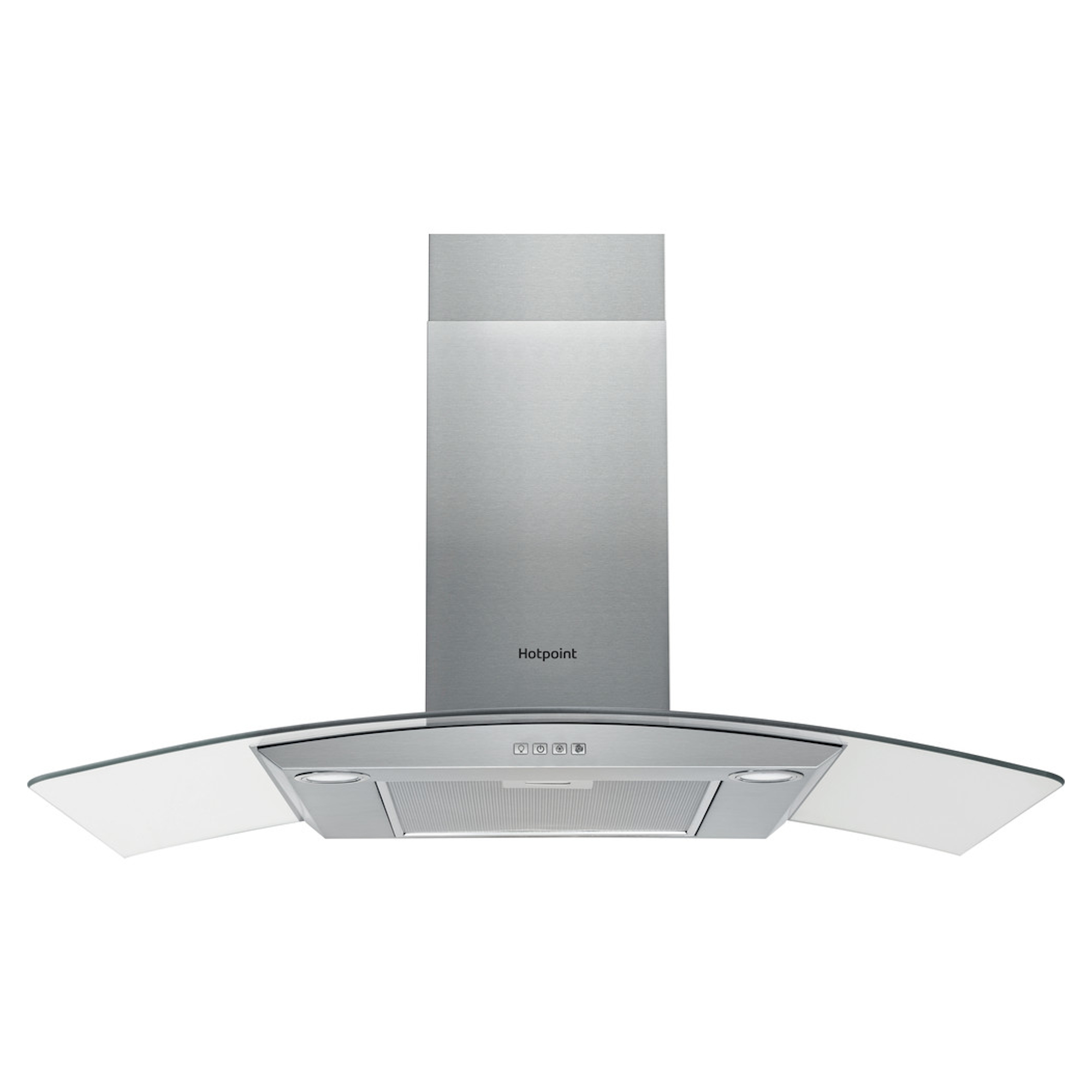 hotpoint phgc94flmx curved glass chimney cooker hood s/steel Hotpoint PHGC94FLMX Curved Glass Chimney Cooker Hood S/Steel