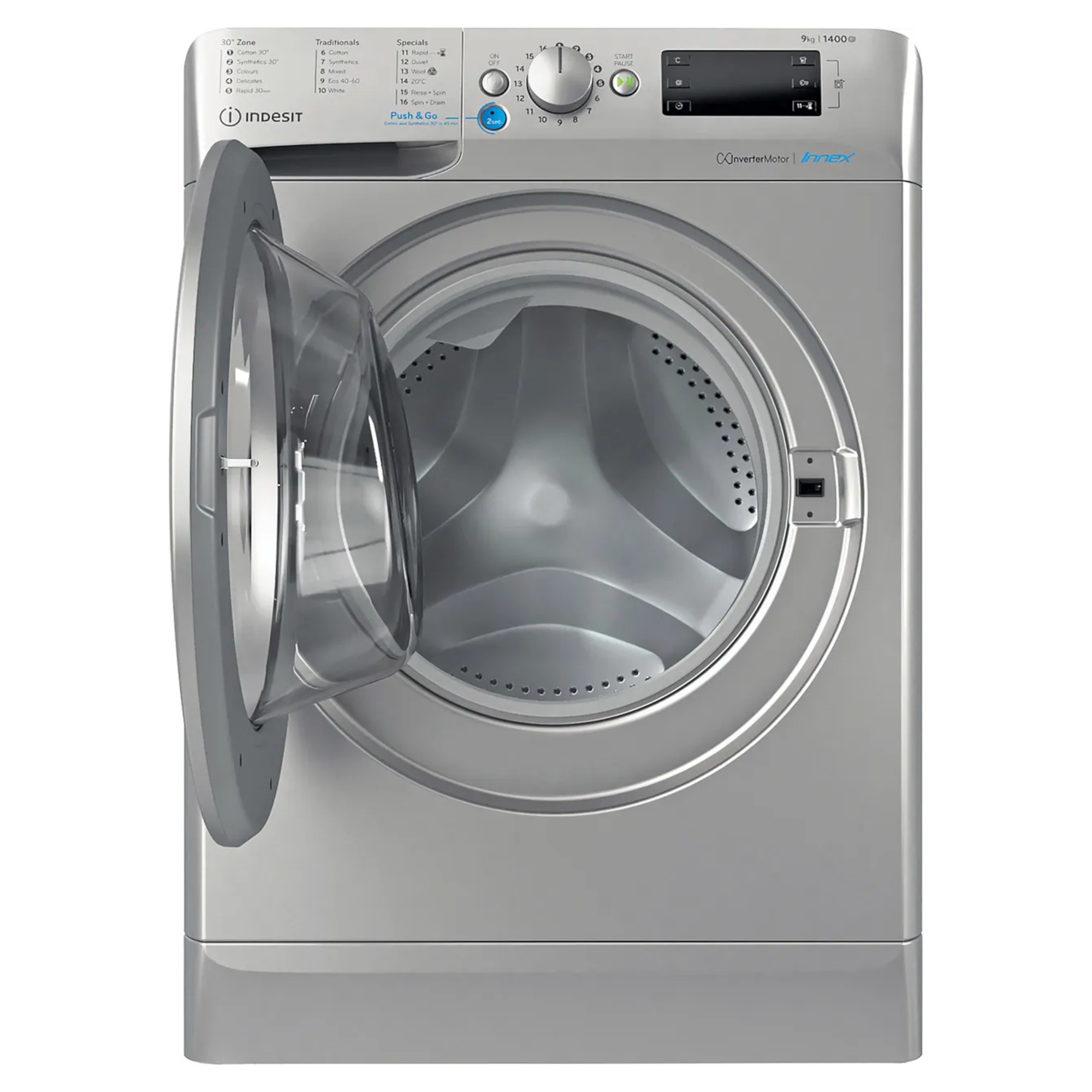 indesit bwe91496xsukn 9kg washing machine silver Indesit BWE91496XSUKN 9kg Washing Machine - Silver