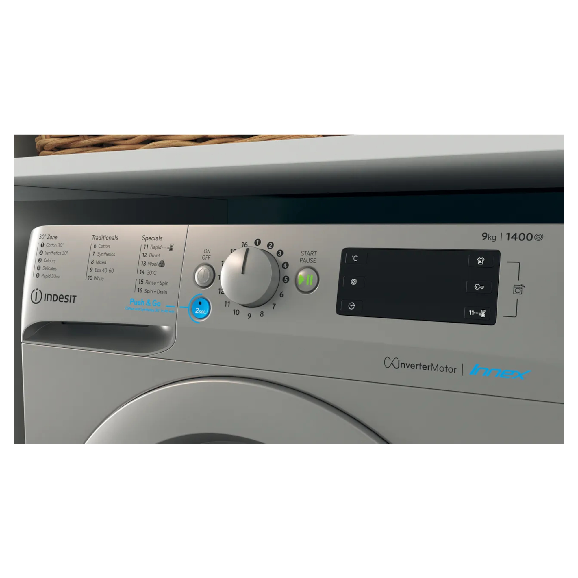 indesit bwe91496xsukn 9kg washing machine silver Indesit BWE91496XSUKN 9kg Washing Machine - Silver