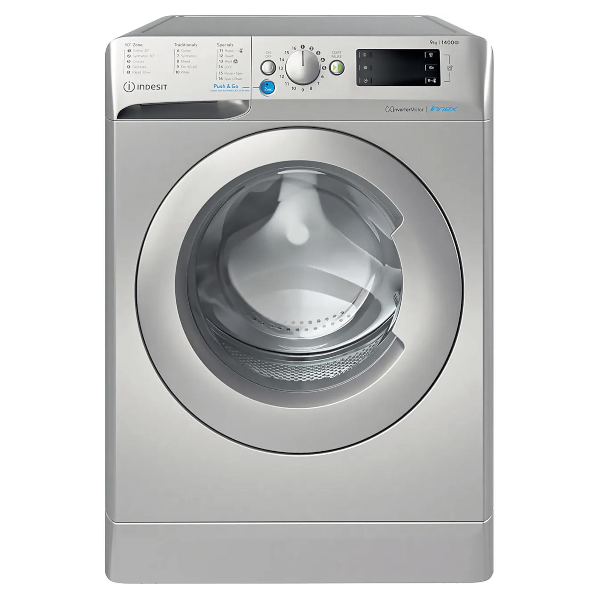 indesit bwe91496xsukn 9kg washing machine silver Indesit BWE91496XSUKN 9kg Washing Machine - Silver