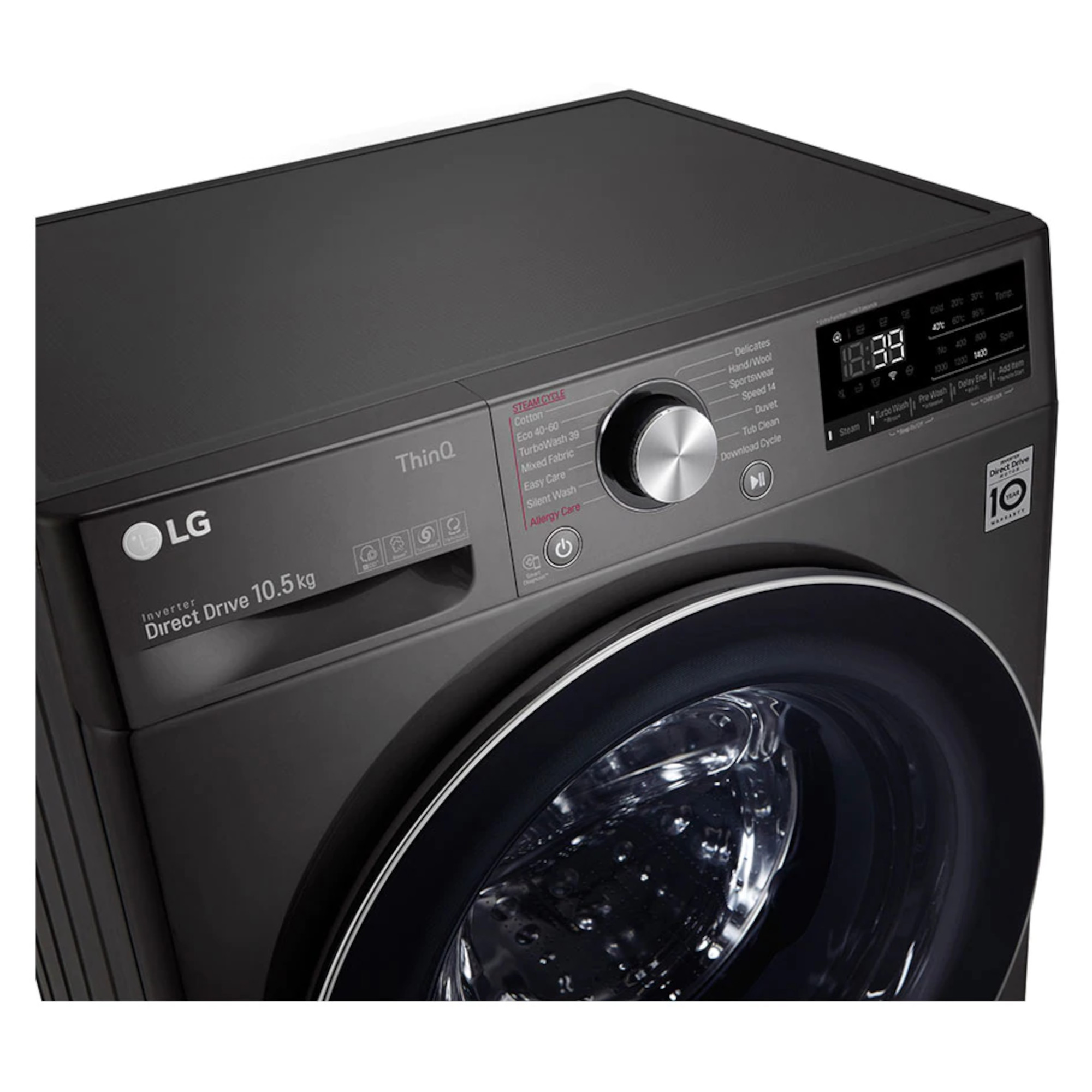 lg v9 f4v910btse 10.5kg 1400rpm wifi connected washing machine black steel LG V9 F4V910BTSE 10.5kg 1400rpm WiFi Connected Washing Machine Black Steel