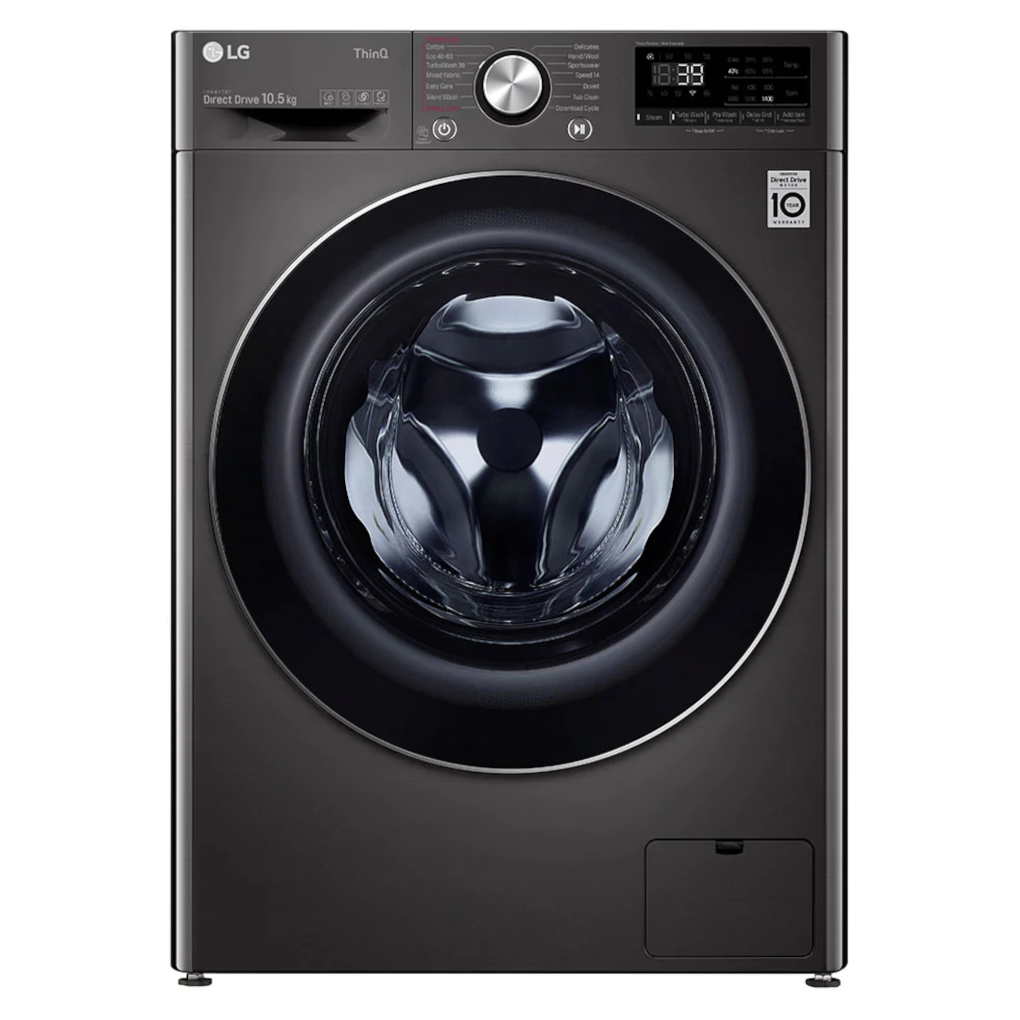 lg v9 f4v910btse 10.5kg 1400rpm wifi connected washing machine black steel LG V9 F4V910BTSE 10.5kg 1400rpm WiFi Connected Washing Machine Black Steel