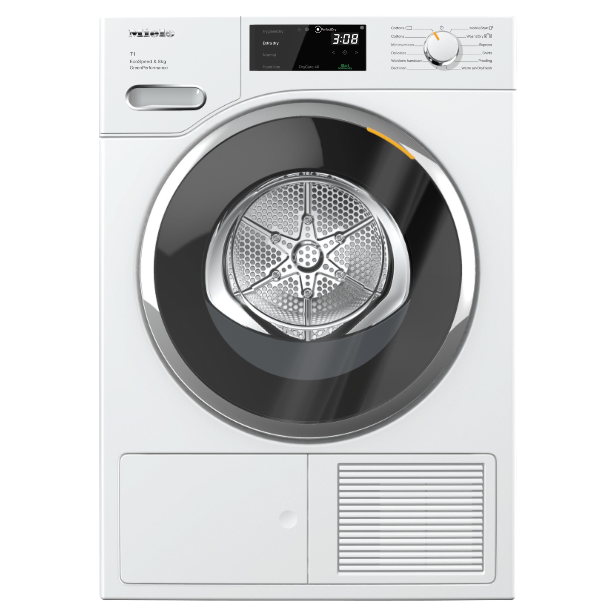 miele twf760wp ecospeed 8kg t1 heat pump tumble dryer white Miele TWF760WP EcoSpeed 8kg T1 Heat-Pump Tumble Dryer - White